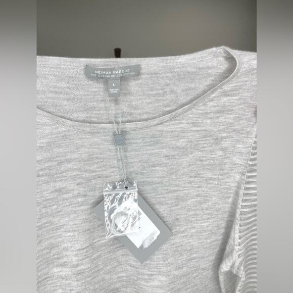 Neiman Marcus Cashmere Collection Sweater with Sheer Ottoman Sleeves Size Large - Picture 7 of 14